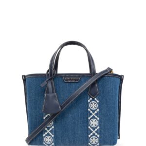 Tory Burch logo-tape denim tote bag