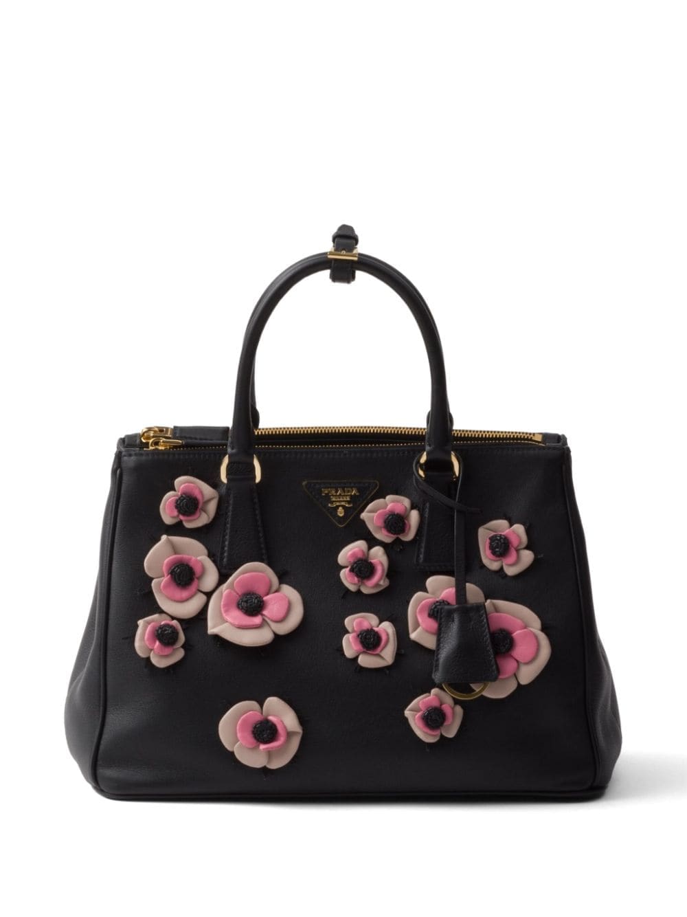 Prada large Galleria floral appliqué bag