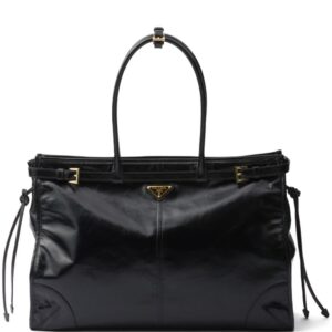 Prada large triangle-logo leather handbag