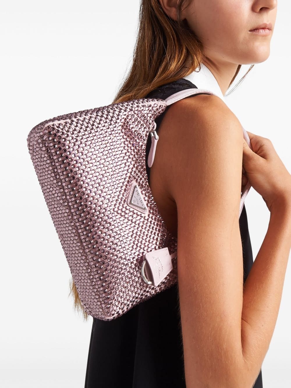 Prada crystal-embellished satin mini bag - Image 3