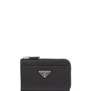 Prada triangle-logo leather keychain