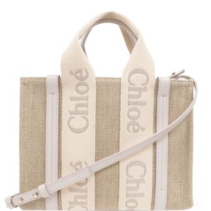 Chloé small Woody logo-strap tote bag
