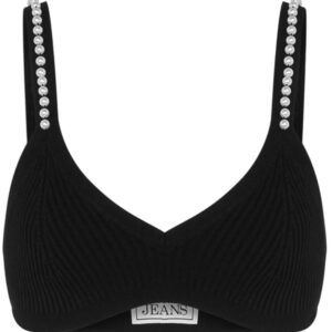MOSCHINO JEANS  faux-pearl embellished knitted bra