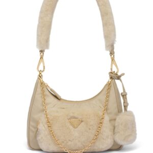 Prada shearling-panelling shoulder bag