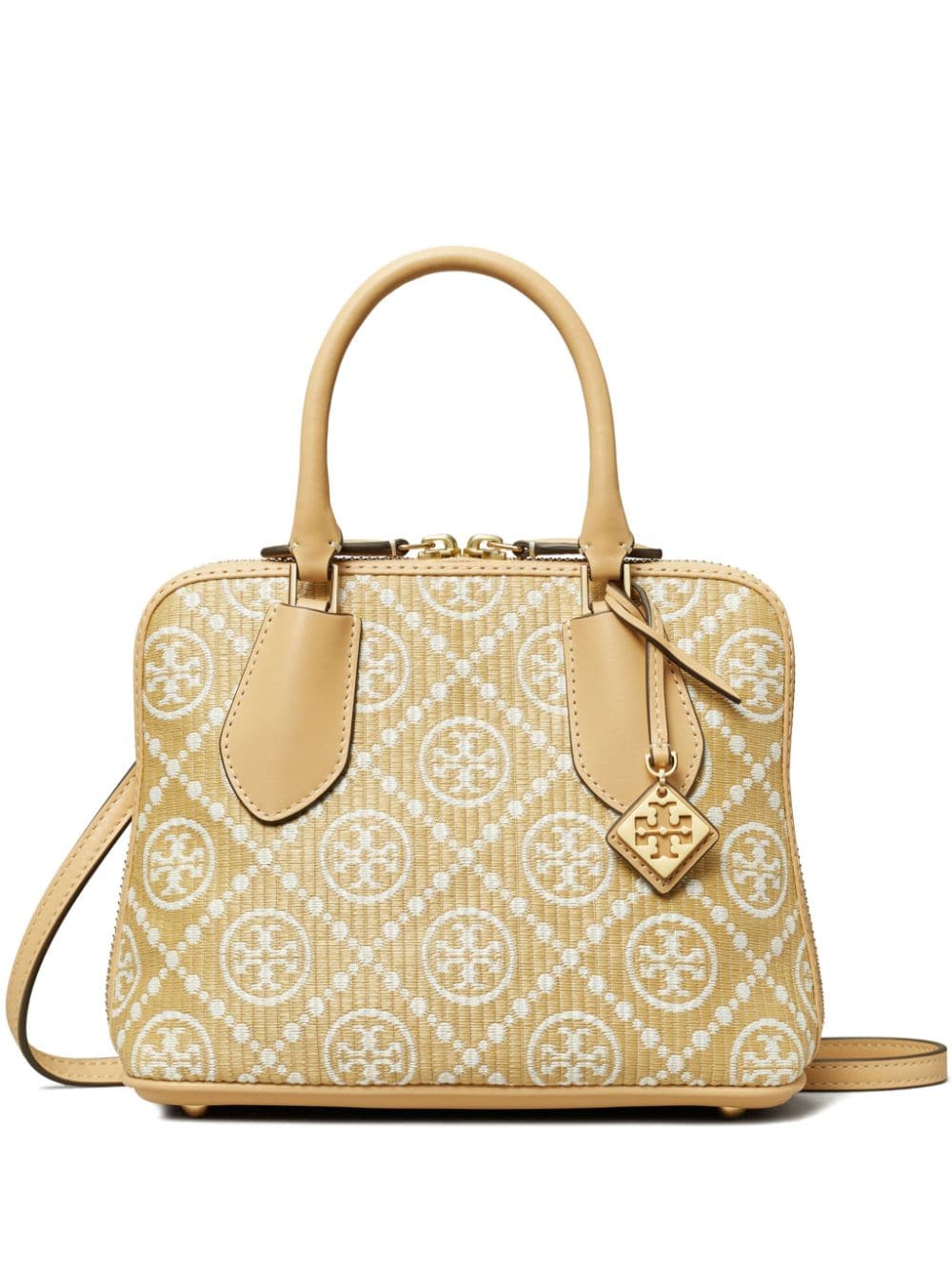 Tory Burch mini monogram-jacquard raffia tote bag