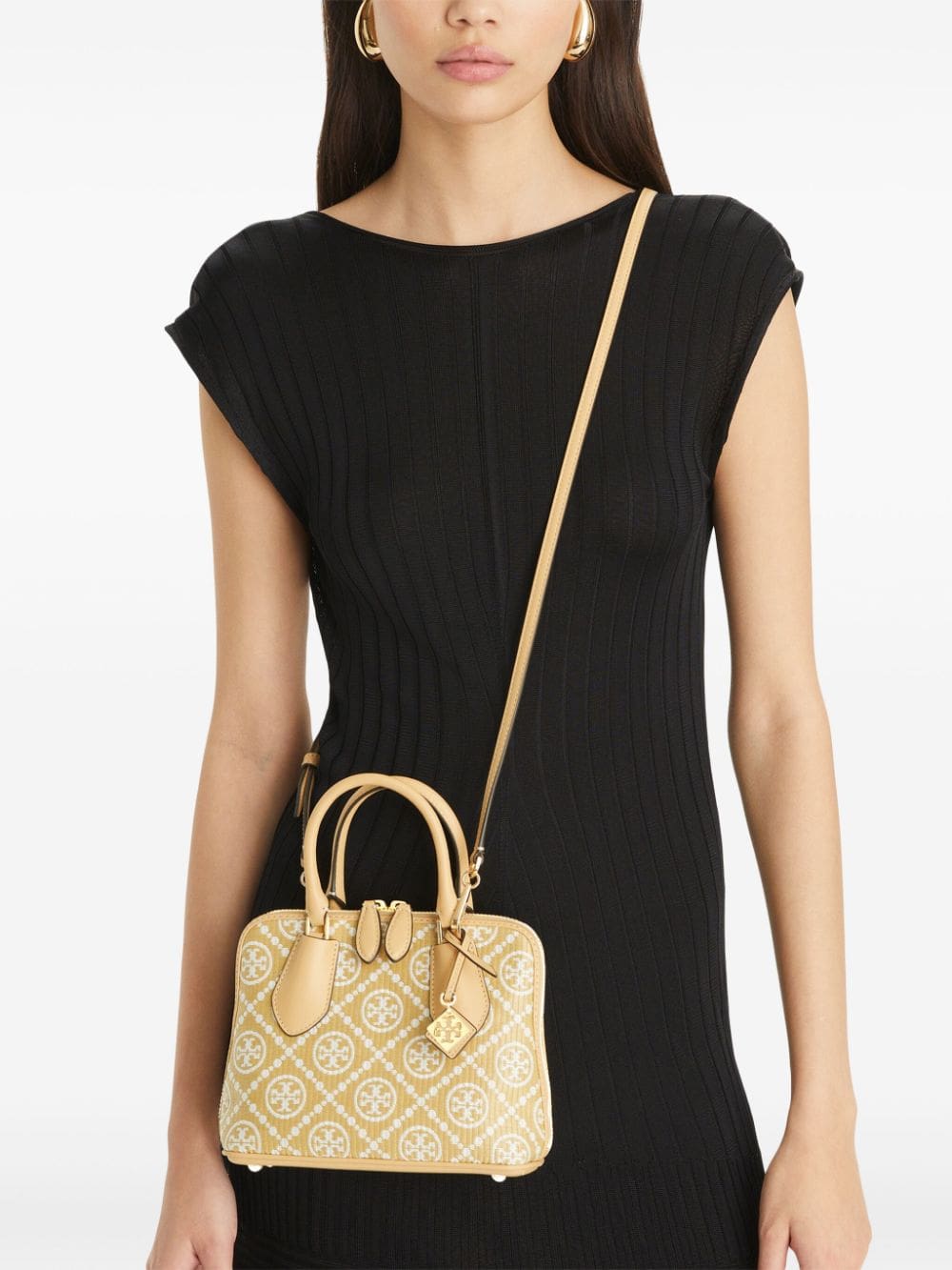 Tory Burch mini monogram-jacquard raffia tote bag - Image 2