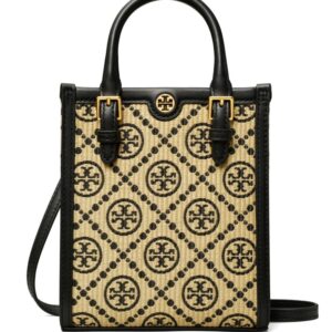 Tory Burch mini T Monogram raffia bag