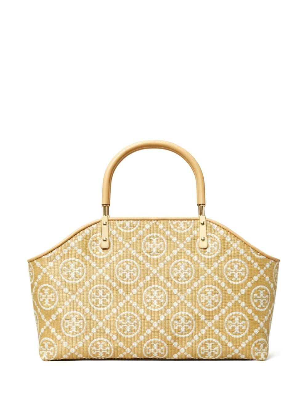 Tory Burch small monogram-jacquard raffia tote bag