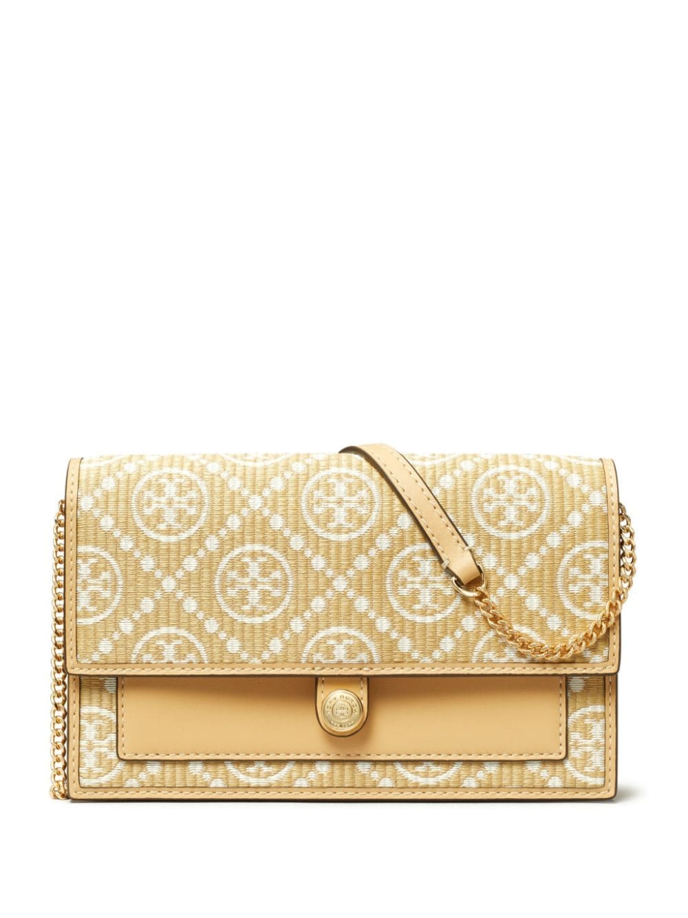 Tory Burch T Monogram raffia chain wallet