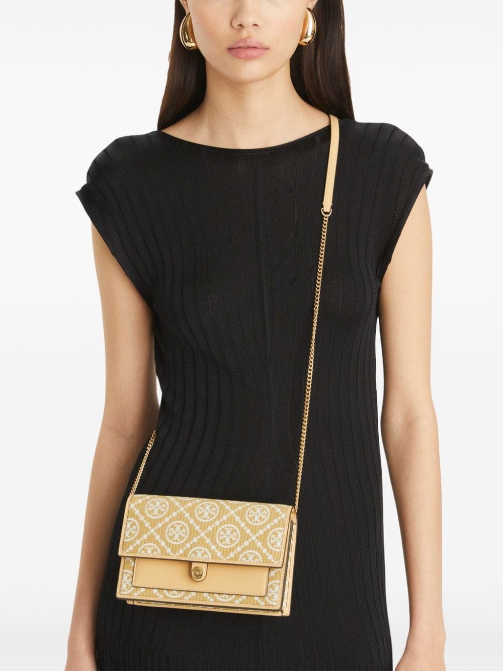 Tory Burch T Monogram raffia chain wallet - Image 2