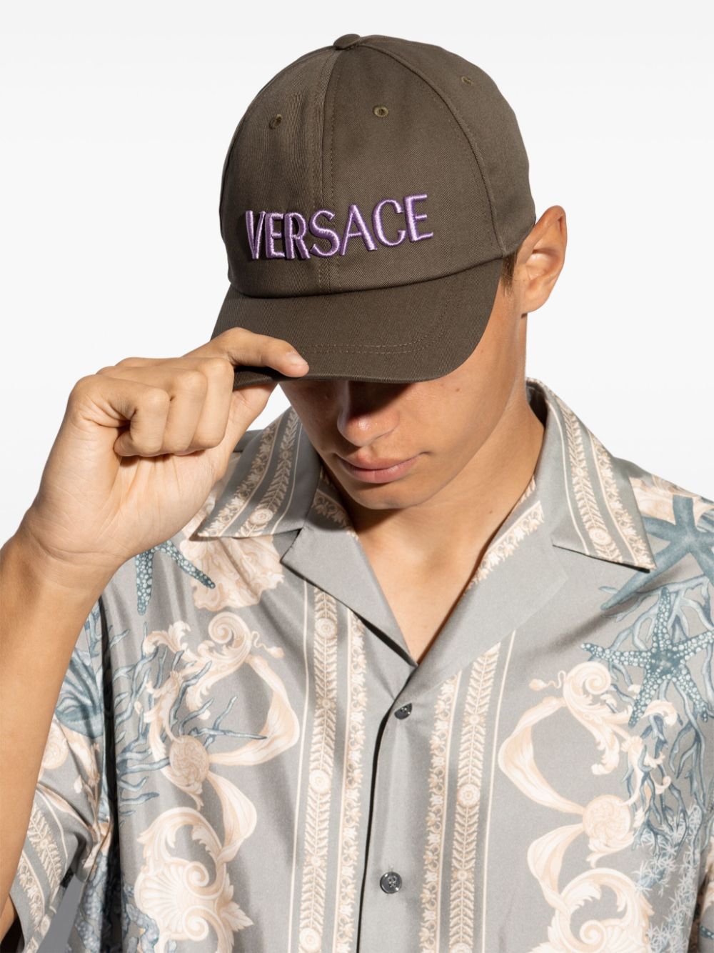 Versace logo-embroidered cotton cap - Image 4