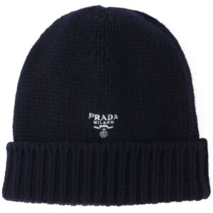 Prada logo-embroidered cashmere beanie