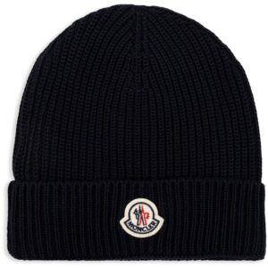 Moncler logo-appliqué ribbed-knit beanie