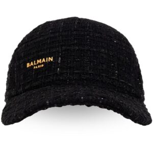 Balmain logo-plaque embellished tweed cap