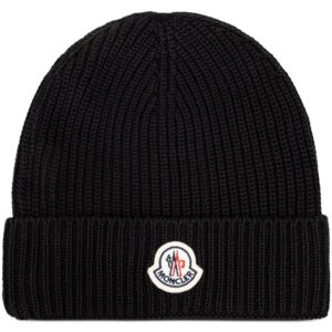 Moncler logo-appliqué ribbed-knit beanie