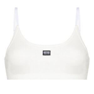MOSCHINO JEANS  logo-patch fine-ribbed bralette