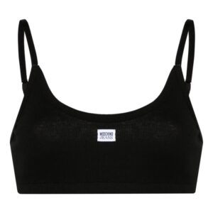 MOSCHINO JEANS  logo-patch fine-ribbed bralette