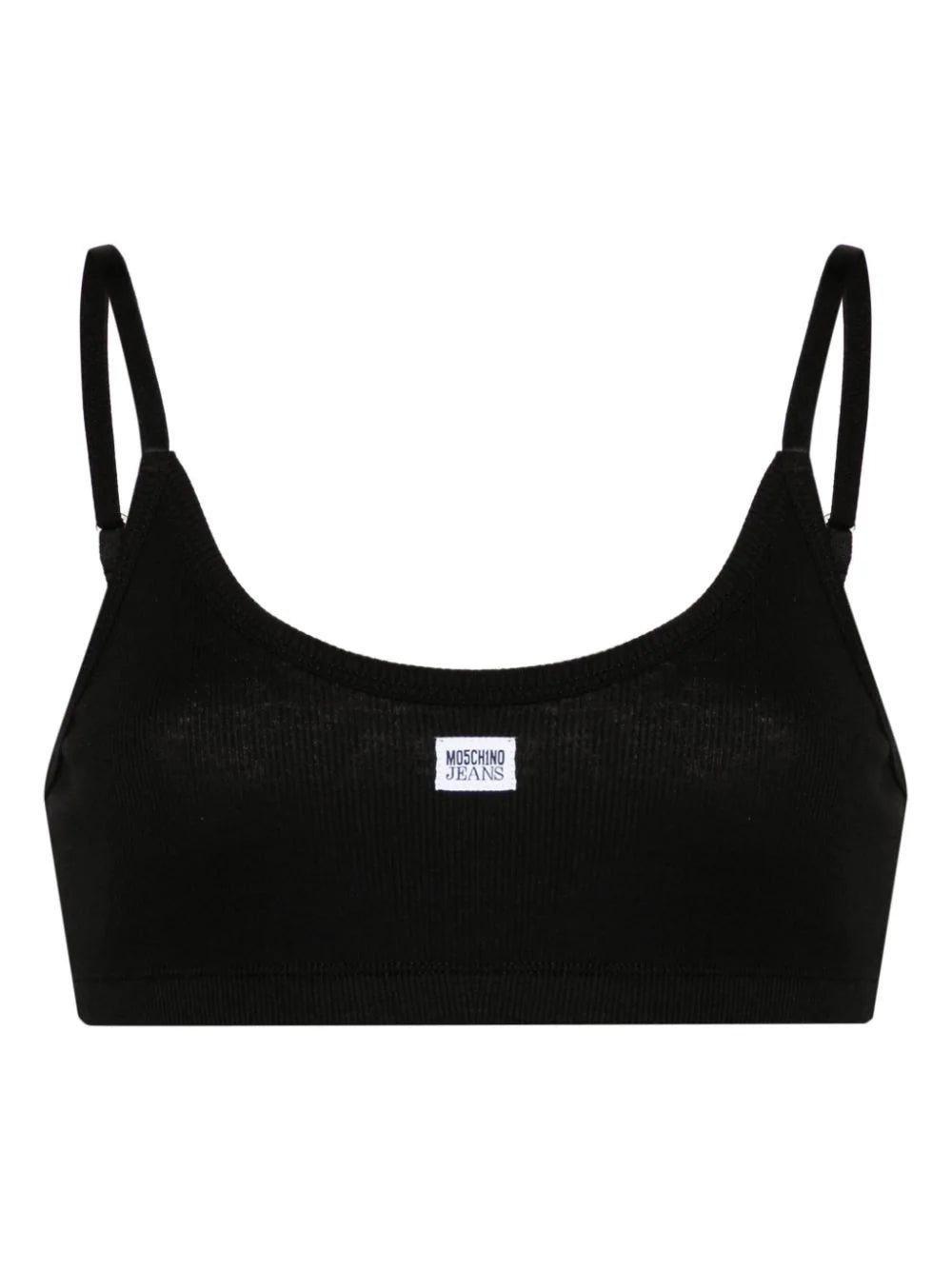MOSCHINO JEANS logo-patch fine-ribbed bralette