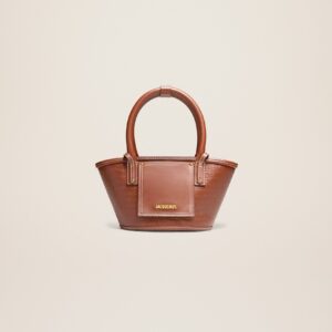 Jacquemus Le petit panier Soli cuir Mini leather beach basket bag.