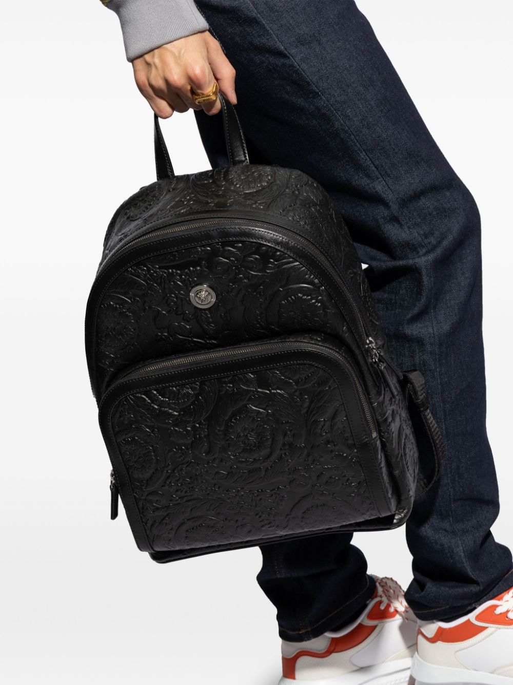 Versace appliqué-logo leather backpack - Image 6