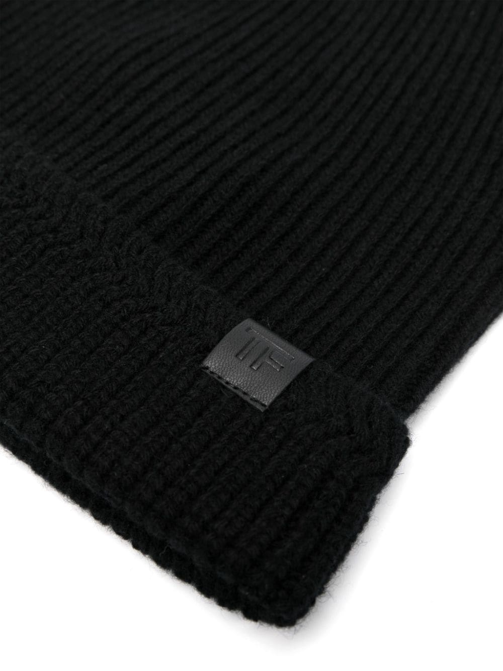 TOM FORD logo-patch ribbed beanie - Image 2