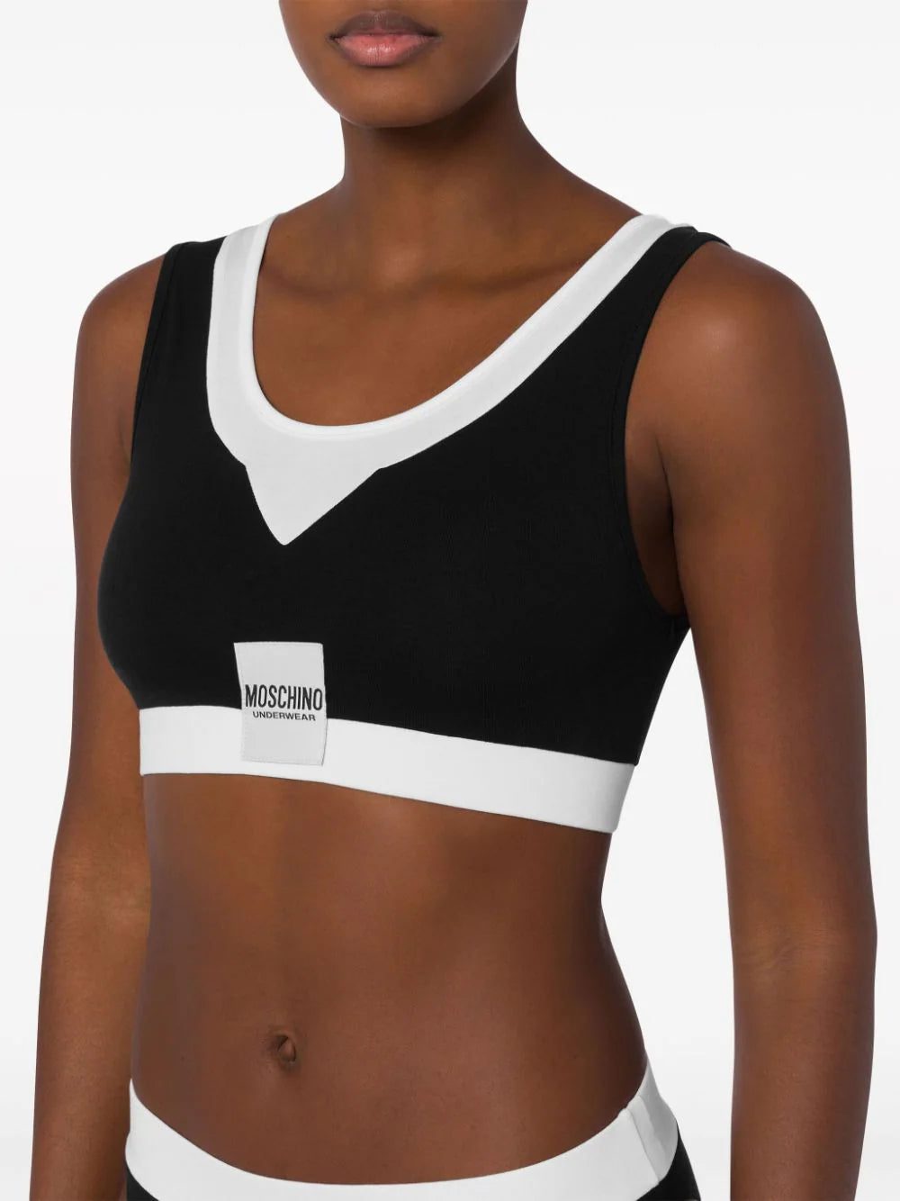 Moschino logo-appliqué layered bra - Image 3