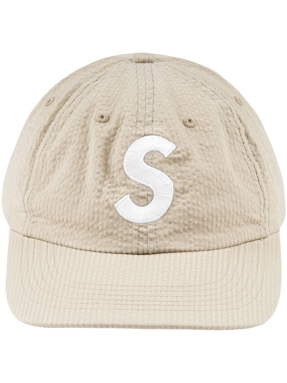Supreme logo-embroidered seersucker baseball cap