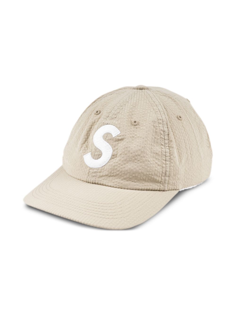 Supreme logo-embroidered seersucker baseball cap - Image 3