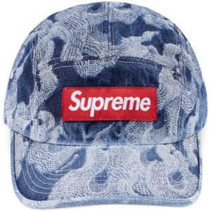 Supreme flame-jacquard denim camp cap