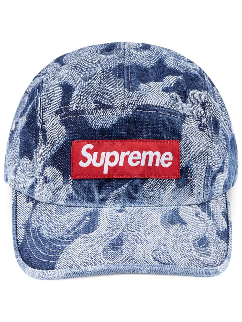 Supreme flame-jacquard denim camp cap