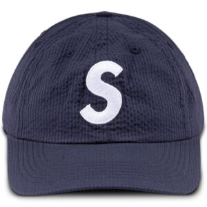 Supreme logo-embroidered seersucker baseball cap