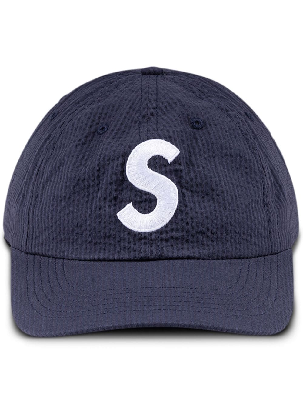 Supreme logo-embroidered seersucker baseball cap