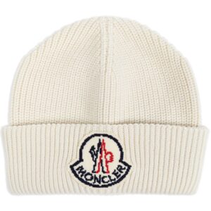 Moncler logo-patch wool beanie hat