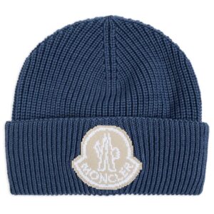 Moncler logo-patch virgin-wool beanie hat