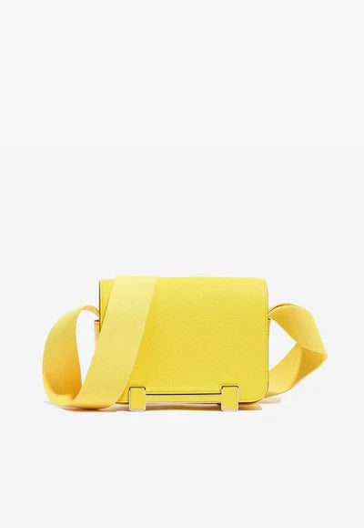 Hermès Geta Shoulder Bag in Jaune Citron and New Lime Chèvre Mysore with Palladium Hardware bag - Image 4