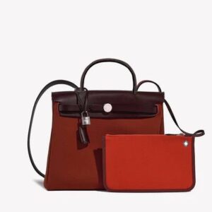 Hermès Herbag 31 in Cuivre Toile and Rouge Sellier Vache Hunter Leather with Palladium Hardware bag