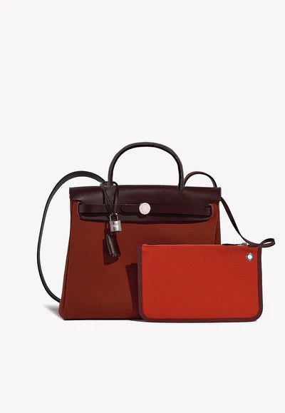 Hermès Herbag 31 in Cuivre Toile and Rouge Sellier Vache Hunter Leather with Palladium Hardware bag