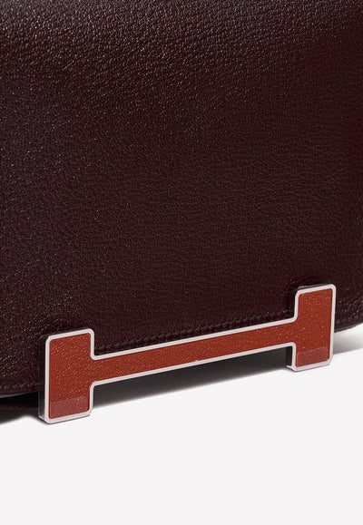 Hermès Geta Shoulder Bag in Rouge and Cuivre Chèvre Mysore with Palladium Hardware bag - Image 5