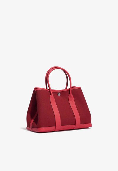 Hermès Garden Party 30 in Rouge Grenat Toile and Bougainvillea Negonda with Palladium Hardware bag