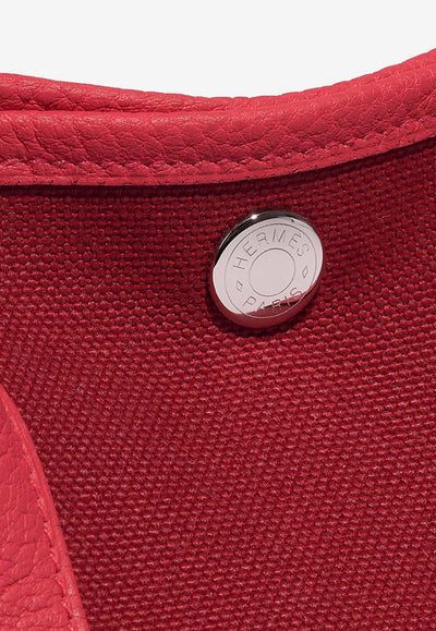 Hermès Garden Party 30 in Rouge Grenat Toile and Bougainvillea Negonda with Palladium Hardware bag - Image 3