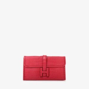 Hermès Jige Duo Clutch in Framboise Matte Alligator bag