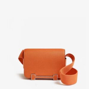 Hermès Geta Shoulder Bag in Orange Chèvre Mysore with Palladium Hardware bag