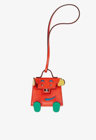 Hermès Kelly Quelle Idole Bag Charm in Capucine, Jaune De Naples, Vert Vertigo and Zanzibar Tadelakt and Chèvre Mysore bag