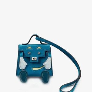 Hermès Kelly Quelle Idole Bag Charm in Bleu Izmir, Jaune Bourgeon, Bleu Brume, and Vert Bosphore Tadelakt and Chèvre Mysore bag