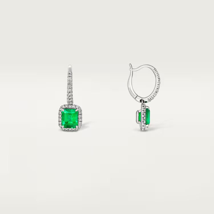 Cartier Destinée sleeper earrings, 2 emerald-cut emeralds, paved - Image 3