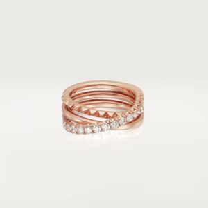 Cartier Agrafe ring, triple row, half-paved
