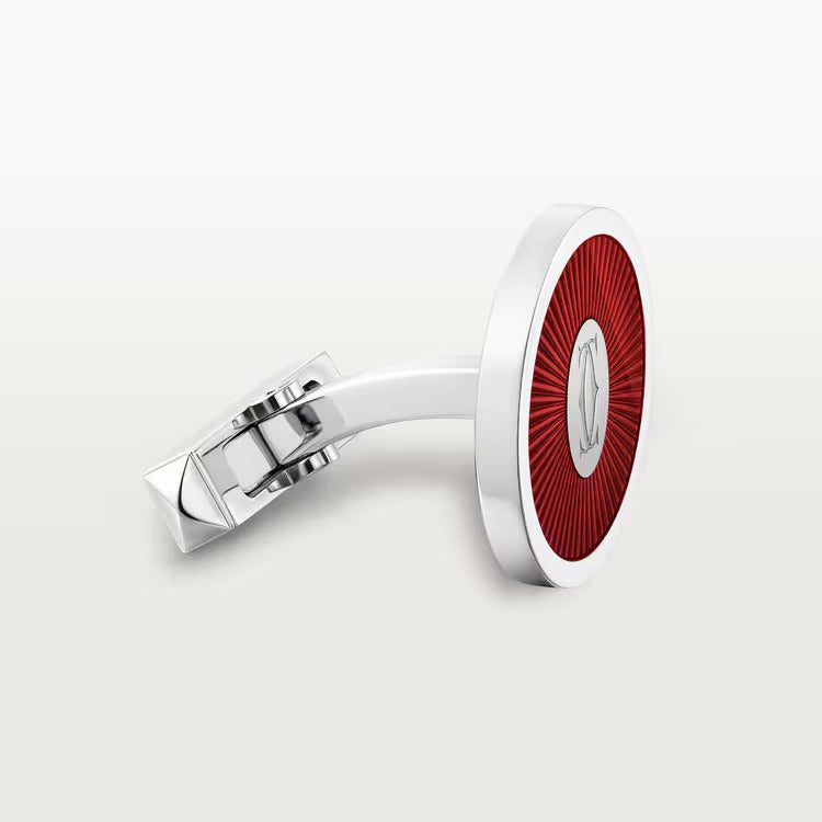 Cartier cufflinks with burgundy lacquer Sunray motif - Image 2