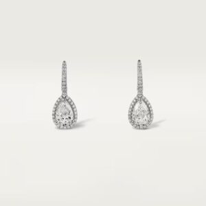 Cartier Destinée sleeper earrings, 2 pear-shaped diamonds, paved