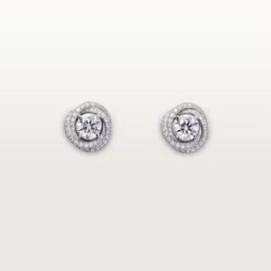Cartier Trinity Ruban stud earrings, 2 brilliant-cut diamonds, paved