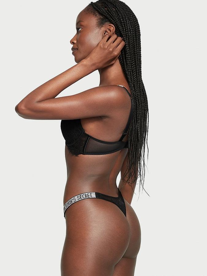 Victoria's Secret Bombshell Shine Strap Lace Thong Panty - Image 2